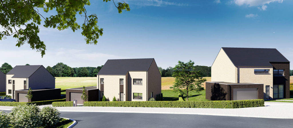 Magnifiques terrains en bordure de Namur, maisons très basse énergie en clef sur porte.